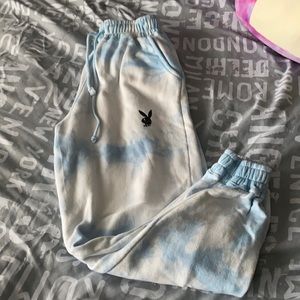 MISSGUIDED PLAYBOY HIGHW TYE DYE SWEATPANTS